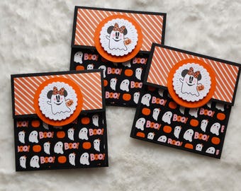 Halloween Minnie mouse Gift Card Holder: Set of 3, Handmade Disney inspired mini money envelope