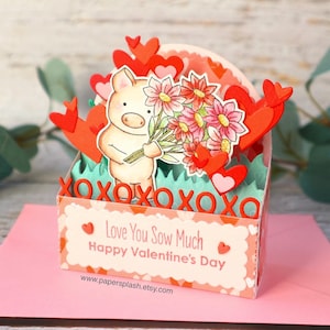 Tarjeta emergente de cerdo, personalizable, tarjeta emergente 3D de cerdo, tocino y cerdo, tarjeta de aniversario de cerdo, regalos infantiles de cerditos para amantes del tocino, tarjeta "Soy un cerdo en el cielo"