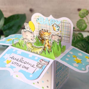 Boîte pop-up faite main pour nouveau-né, carte de bienvenue pour faire une annonce, carte de félicitations pour les nouveaux parents, grands-parents