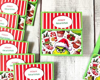 Handmade Grinch Gift Card Holder Set: Christmas Money Envelope, Set of 3