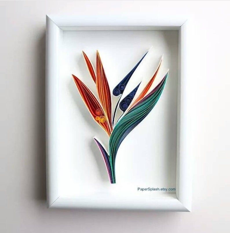 Bird Of Paradise Flower, Paper Quilled Botanical Artwork framed, Crane Flower, Strelitzia Floral Artwork, Handmade Vday anniversary gifts image 1