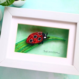 Ladybug gifts, paper quilling bug art, Christmas gifts for kids, Gaston/Ben and Holly's little kingdom inspired art gifts, Good luck gift, image 5