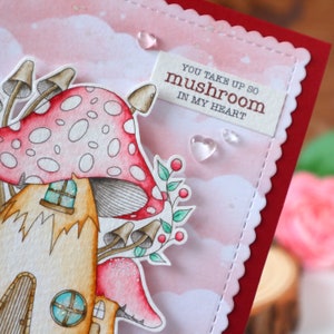 Mushroom valentine's day card, I mush you so much,mushroom house toadstool gifts,v day card for couple,friends, anniversary,personalise word zdjęcie 6