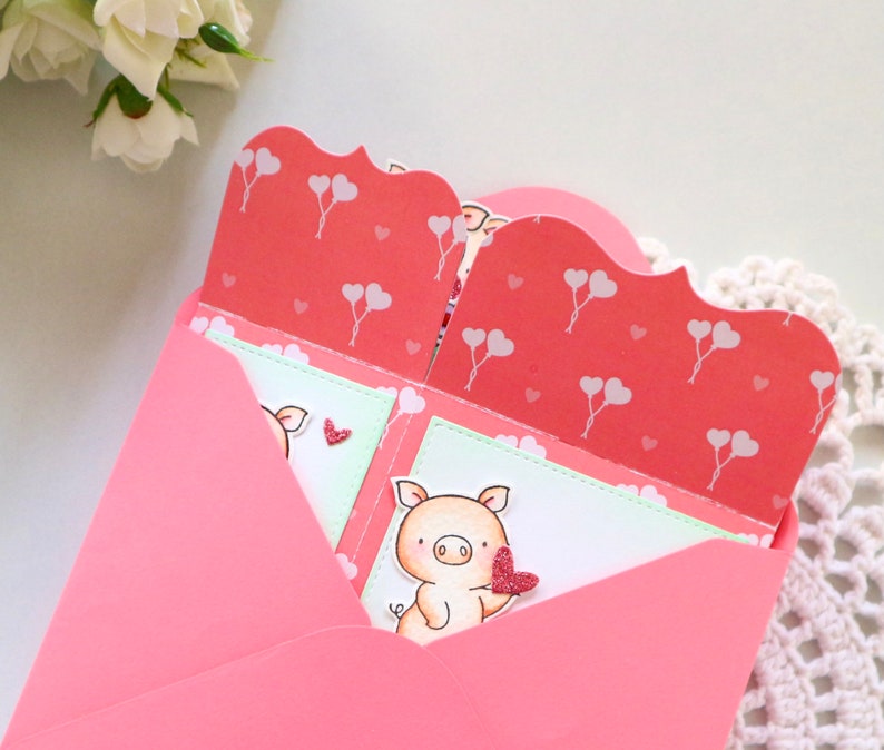 Pig popup box card, Personalised card with custom message, Gift for pig lover, Cute piggy card for kids, Interactive hog card, image 6