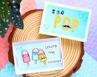 Matchbox card with Popsicle/Ice pop, With gift card holder, father's day card from kids, Gift for dad, Pun card for dad, Coolest Pop gifts