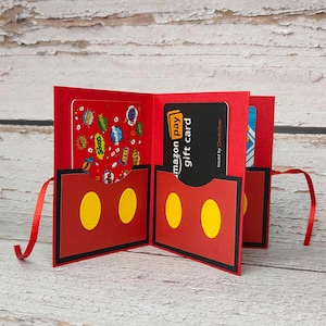 Mini librito con porta tarjetas de regalo con temática de Mickey Mouse, regalo de San Valentín con dibujo de ratón, porta efectivo para niños, porta cupones con billetes