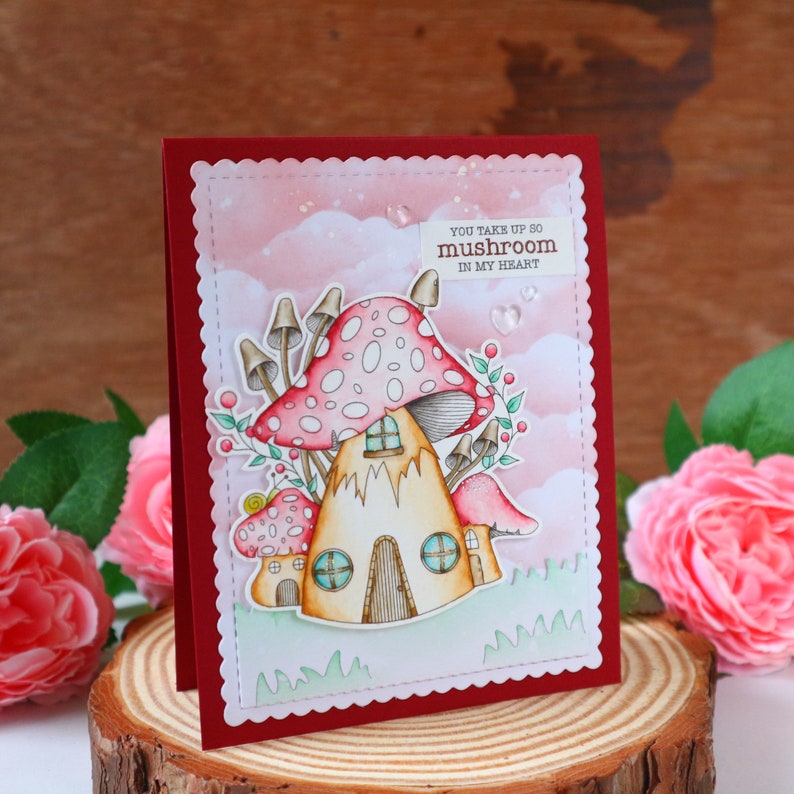 Mushroom valentine's day card, I mush you so much,mushroom house toadstool gifts,v day card for couple,friends, anniversary,personalise word zdjęcie 7