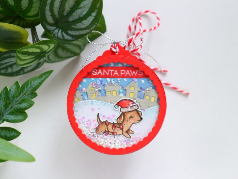 Dachshund dog christmas tree shaker ornament tags, Personalisable, pet animal shaker tags for holiday gifts, gift for pet owners image 1