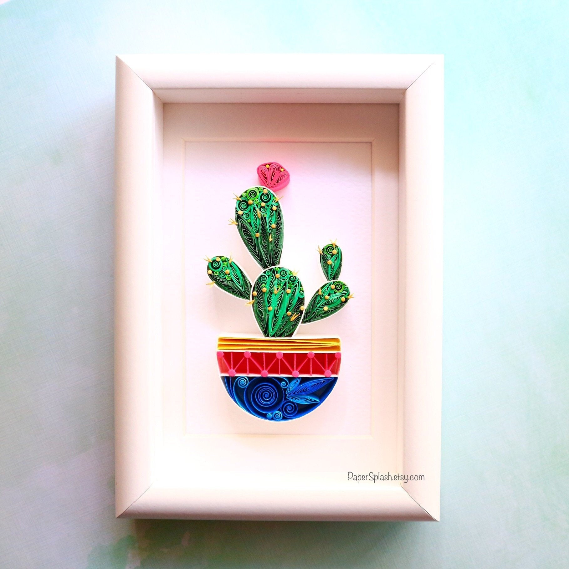 Quilled Cactus Wall Art Paper Artwork Succulent Decor Etsy