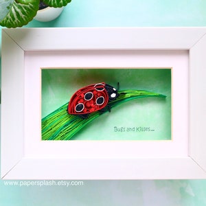 Ladybug gifts, paper quilling bug art, Christmas gifts for kids, Gaston/Ben and Holly's little kingdom inspired art gifts, Good luck gift, image 2