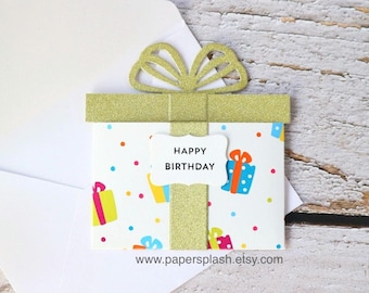 Handmade Present Gift Card Holder: Birthday Greeting Card