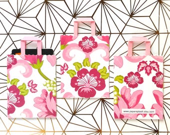 Set of 3 Handmade Floral Mini Gift Bags, Spring Card Holder Bag