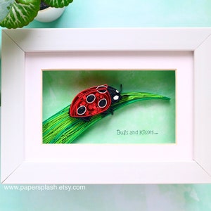 Ladybug gifts, paper quilling bug art, Christmas gifts for kids, Gaston/Ben and Holly's little kingdom inspired art gifts, Good luck gift, image 4