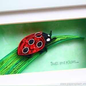 Ladybug gifts, paper quilling bug art, Christmas gifts for kids, Gaston/Ben and Holly's little kingdom inspired art gifts, Good luck gift, image 3