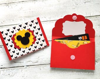 Mickey Mouse Gift Card Holder, Set of 6, Birthday Party Favors, Handmade Envelopes