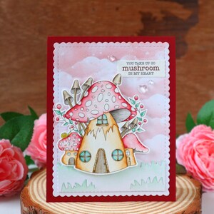 Mushroom valentine's day card, I mush you so much,mushroom house toadstool gifts,v day card for couple,friends, anniversary,personalise word zdjęcie 4