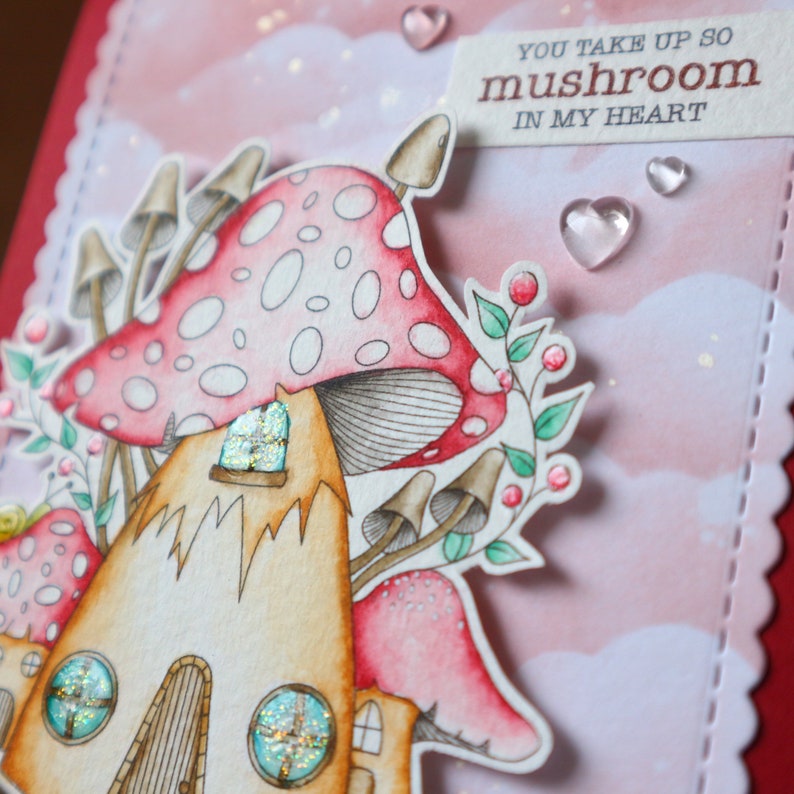 Mushroom valentine's day card, I mush you so much,mushroom house toadstool gifts,v day card for couple,friends, anniversary,personalise word zdjęcie 8