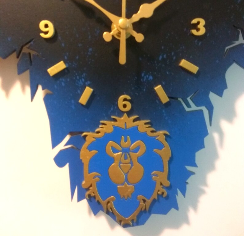 Colored World of Warcraft alliance wooden wall clock Etsy