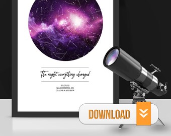 Personalisiert DIGITAL/PRINTABLE The night everything changed star map/constellation custom night sky map Fantastic Anniversary gift