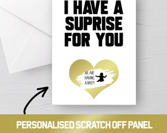 Personalised I HAVE A SUPRISE FOR you scratch off Greeting card, Scratch card. Custom scratch card, Custom wedding card,Any occasion
