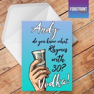Personalizzato 18 °/21°/30°/ Compleanno VODKA scherzo/falsificazione biglietto di auguri - qualsiasi occasione compleanno/matrimonio/anniversario/laurea/San Valentino