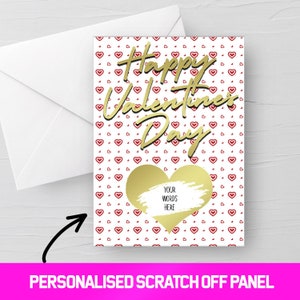 Happy Valentines Day personnalisé Scratch et révéler carte de vœux, carte à gratter. Carte à gratter personnalisée, cadeau petite amie / petit ami / Saint-Valentin