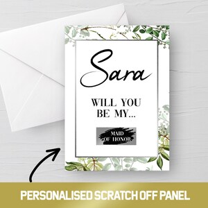 Demoiselle d’honneur / demoiselle d’honneur de mariage personnalisée SCRATCH OFF Carte de vœux, Carte à gratter. Carte à gratter personnalisée, carte de mariage personnalisée. Cadeau de mariage