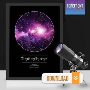 Personalisiert DIGITAL/PRINTABLE The night everything changed star map/constellation custom night sky map Fantastic Anniversary gift
