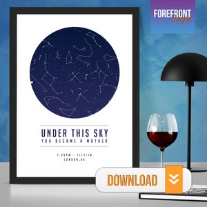 Personalisierte DIGITAL/PRINTABLE Unter diesem Himmel 'Muttertag' Sternenkarte/Sternbild individuelle Nachthimmel Karte Fantastische Mama/Oma Geschenk