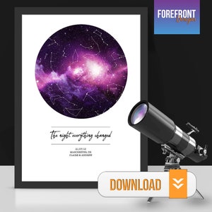 Personalisiert DIGITAL/PRINTABLE The night everything changed star map/constellation custom night sky map Fantastic Anniversary gift