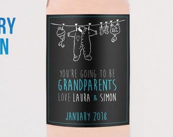 Personalised Grandparents Newborn Bottle label  - Perfect Celebration Xmas/Christmas/Birthday/Wedding/Engagement gift/ANY OCCASION or EVENT