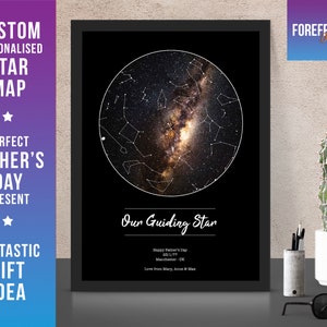 Personalisierter Stern "Vatertag" Sternenkarte/ Sternbild individuelle Nachthimmel Karte- Fantastisches Geschenk für PAPA, PAPA, GRANDAD GeschenkAny location