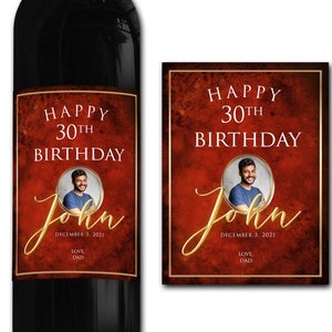 Étiquette de bouteille de vin PHOTO personnalisée 21st/30th/40th/50th gift -Ideal Celebration/Anniversary/Birthday/Wedding gift étiquette de bouteille personnalisée