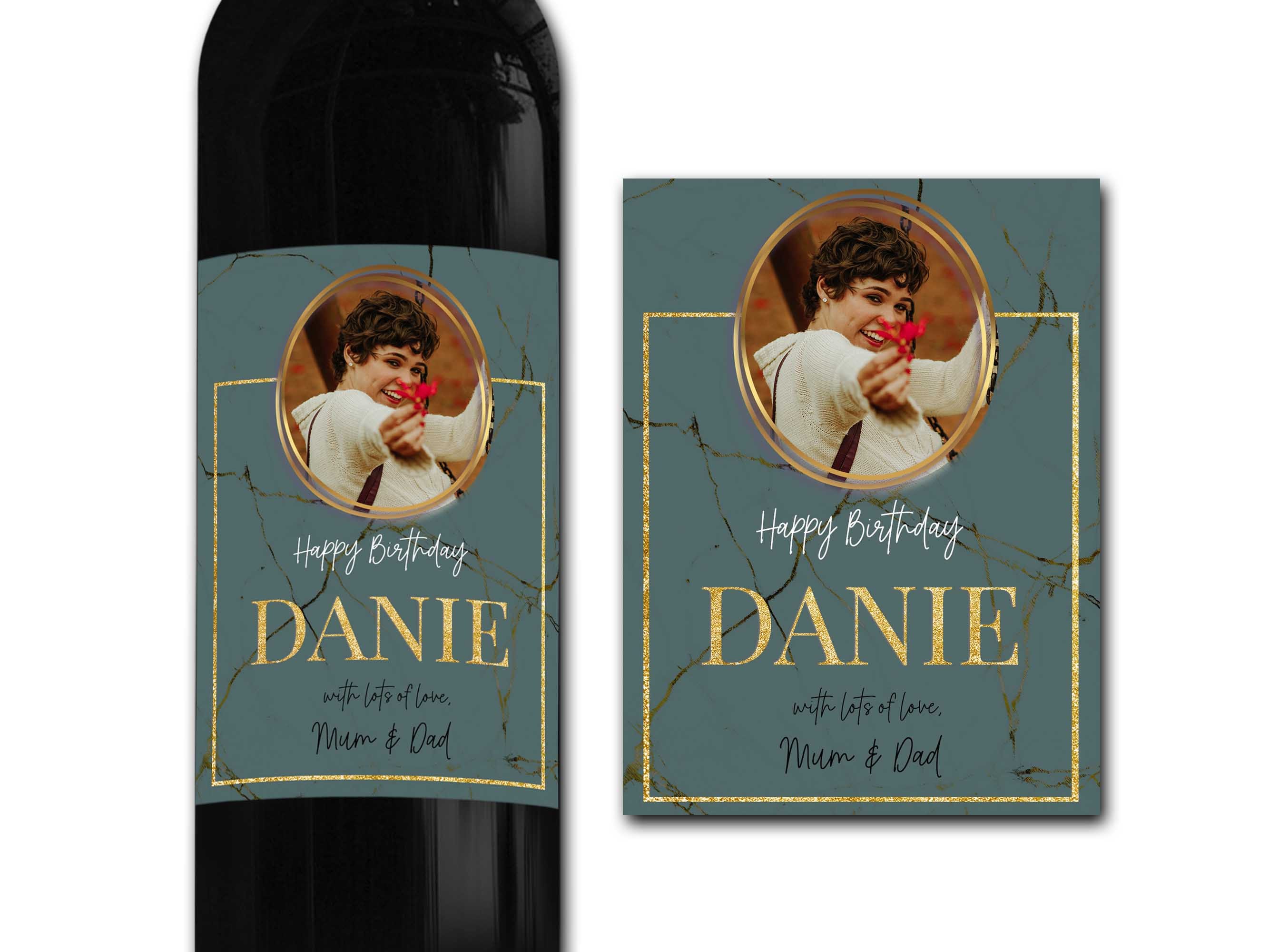 Bottiglia Di Vino Con Etichetta Personalizzata, Dedica E Decorazione Cuore Con Foto - Diversi