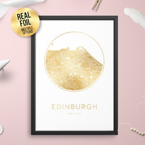 Personnalisé Personnalisé FOIL CITY Map Edinburgh Scotland Poster Art -Home décor/Wallart/Office print/Gold/Silver/Rose Gold/Copper/Real foil