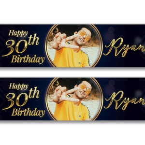 2 x Personalised Birthday Photo Banners - Any Name, Age and Occasion Custom/Party Decoration/ Celebration party banner garland