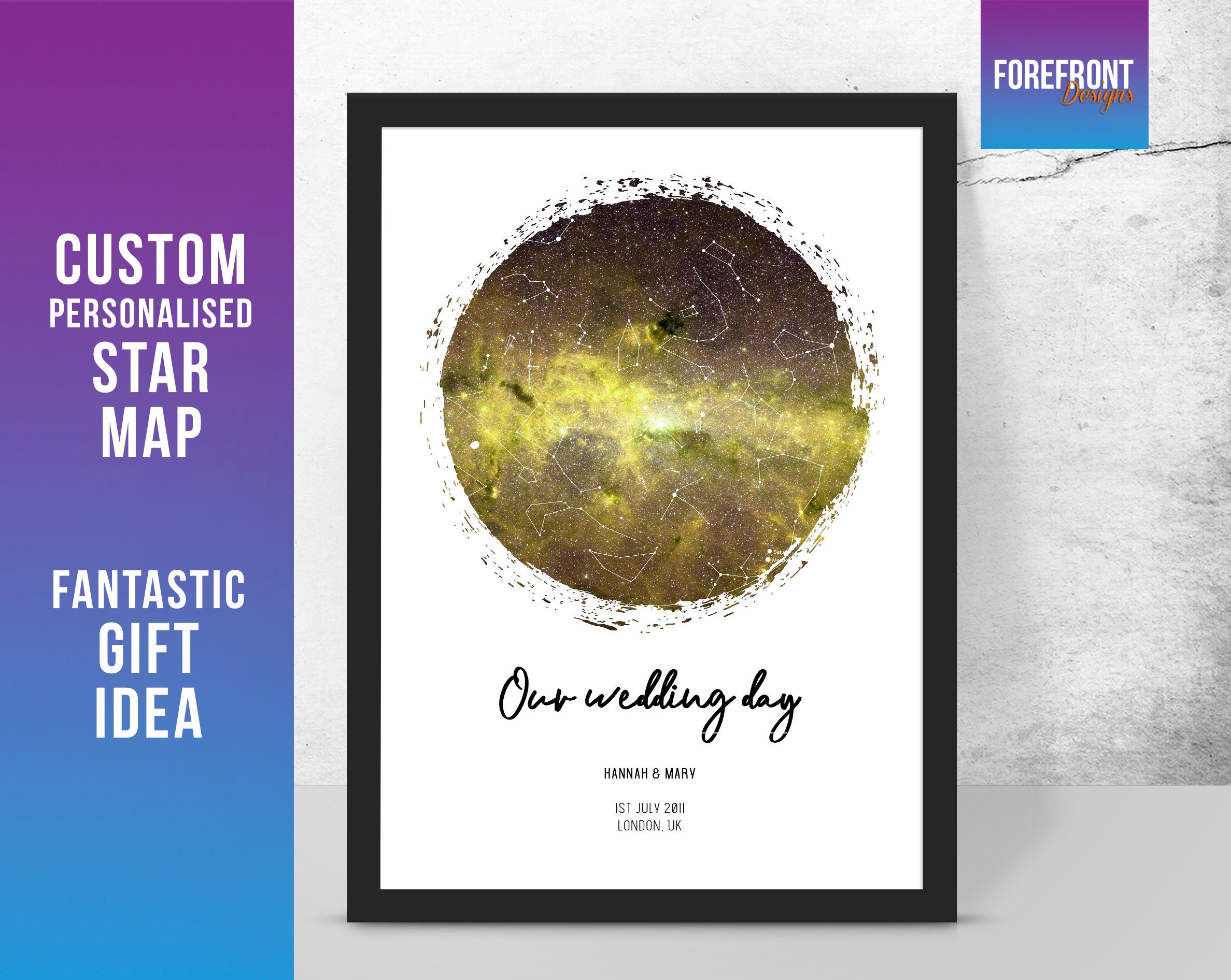 Wedding Day Star Map Personalised Our Wedding Day Star Map/Constellation Night Sky | Etsy  Singapore