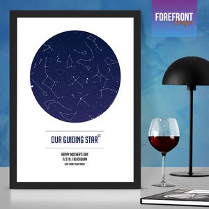 Personalisierte Muttertagskarte 'GUIDING STAR' Sternenkarte/Sternbild Nachthimmel Karte - Fantastisches Muttertagsgeschenk/Geschenk Mama/Mutter/Mama