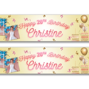 2 x Personalised Birthday Photo Banners - Any Name, Age and Occasion Custom/Party Decoration 21st,30th,40th,50th/ Birthday party banner