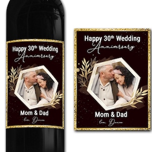 FOTO personalizada etiqueta de botella de vino 21st/30th/40th/50th gift -Ideal Celebration/Anniversary/Birthday/Wedding gift etiqueta de botella personalizada