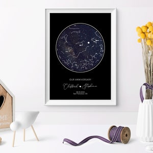 Personalisierte Sternenkarte / Sternbild Nachthimmel Karte - Fantastische Verlobung/Hochzeit/Valentinstagsgeschenk - Nachthimmel