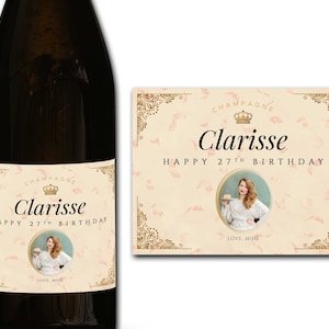 Étiquette personnalisée de bouteille de champagne / prosecco 21 / 30 / 40 / 50ème cadeau - Idéal Célébration / Anniversaire / Anniversaire / Étiquette de bouteille cadeau de mariage