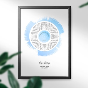 Personalised Song Lyric Soundwave Art - your choice of special song - Vinyl record design - Musical Gift- Song art Musician gift, Valentines