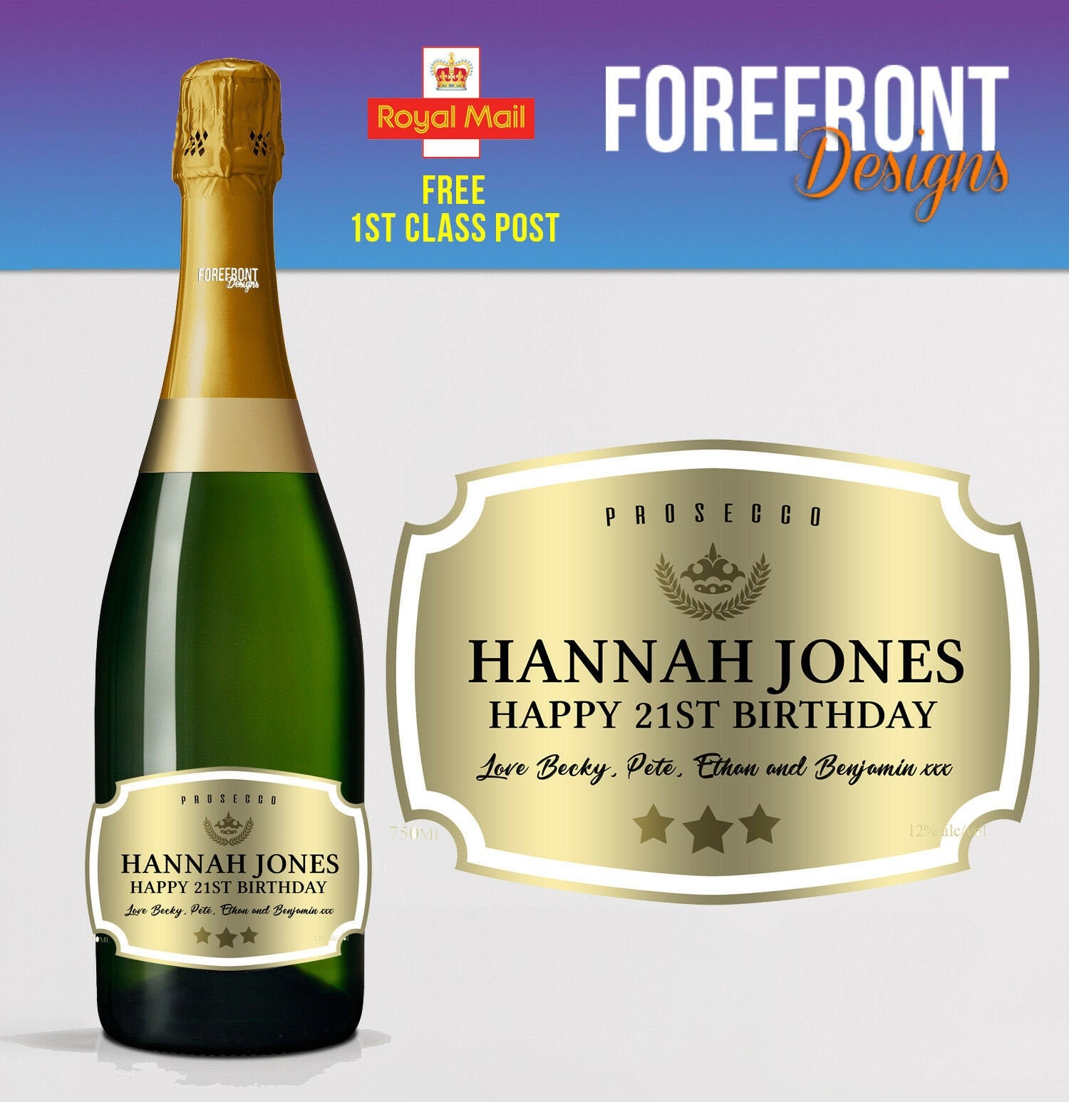 Personalised prosecco bottle label Perfect Etsy