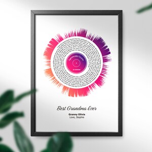 Personalised Song Lyric Soundwave Art - your choice of special song - Vinyl record design - Musical Gift- Song art Musician gift, Valentines