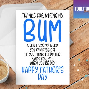 Tarjeta de felicitación personalizada RUDE 'BUM' día del padre PAPÁ - cualquier ocasión o evento / padre / papá / papá / día del padre / idea de regalo del día del padre / divertido / cumpleaños falso
