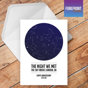 Spersonalizowana kartka z życzeniami NIGHT WE MET mapa gwiazd/gwiazdozbiory nocne niebo/kartka ślubna/rocznicowa/zaręczynowa A5 - wyjątkowy pomysł na prezent
