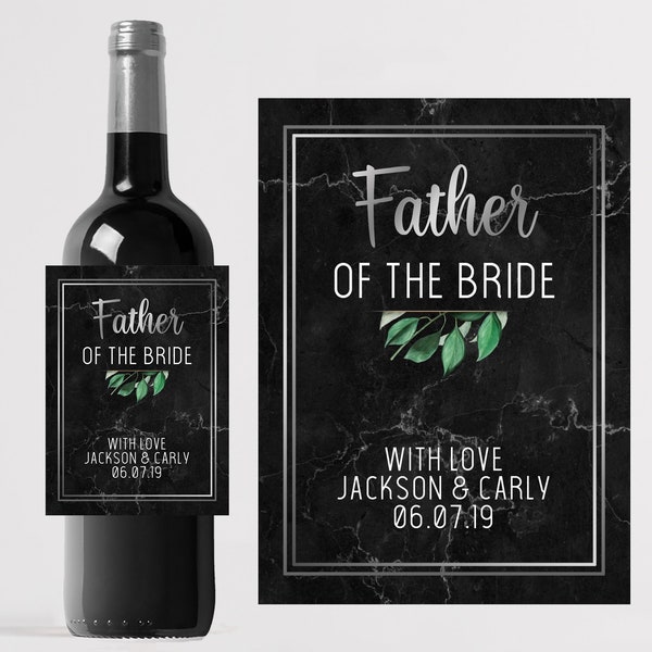 Personalised Father of the Bride Wine label Custom Wedding Favour/Gift/Thank you Personalized wedding marble ideas/Bride/Groom/Maid of honor