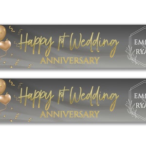 2 x Personalised 1st Wedding Anniversary Party Banners- Any Name, Age and Occasion Custom/Party Decoration/ Celebration party banner garland