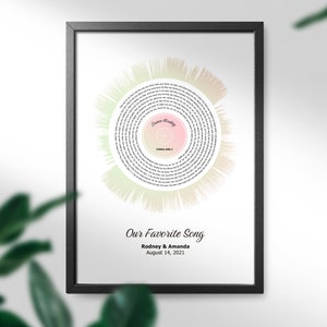 Personalised Song Lyric Soundwave Art - your choice of special song - Vinyl record design - Musical Gift- Song art Musician gift, Valentines